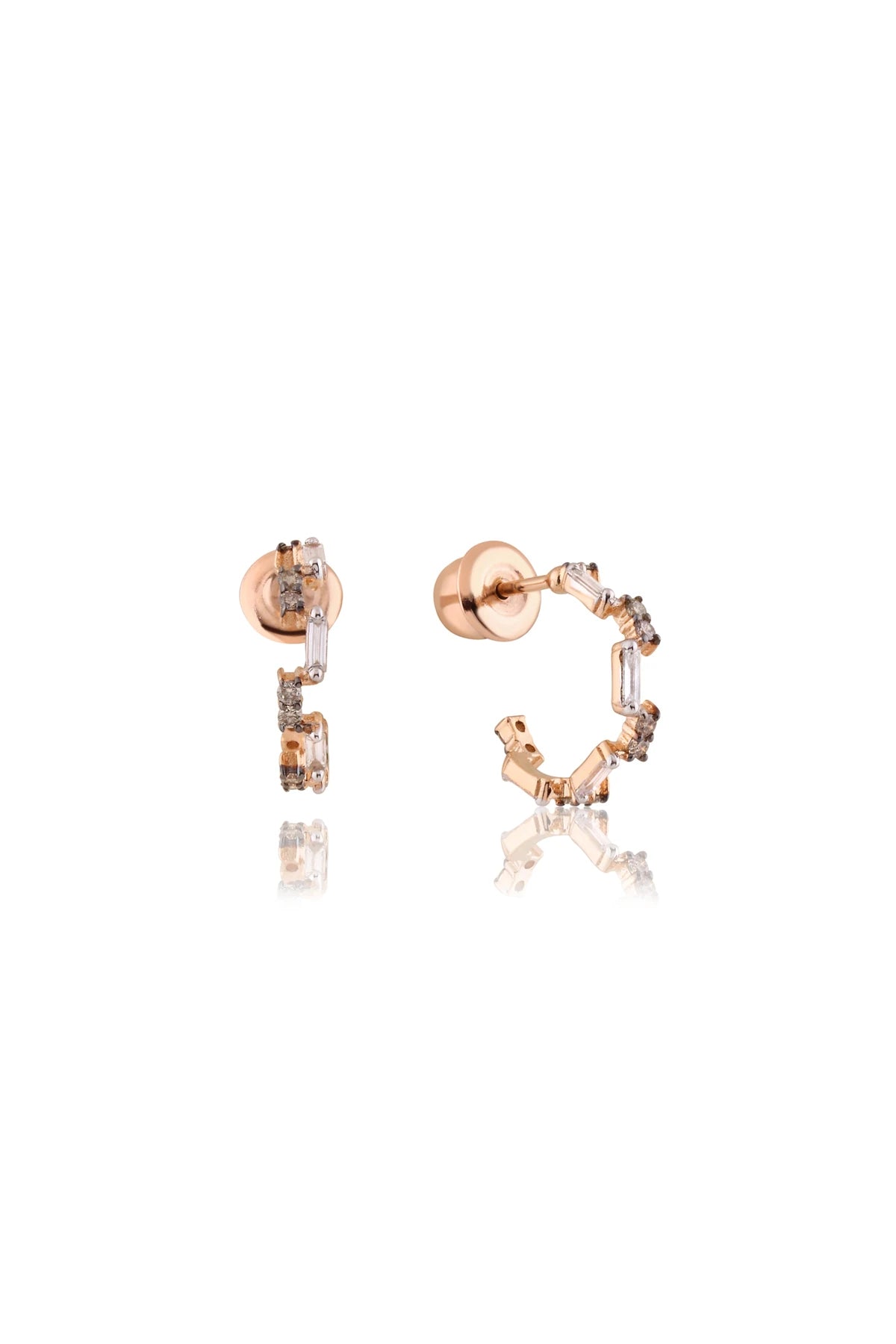 SUENO - Baget Pırlanta Mini Halka Küpe