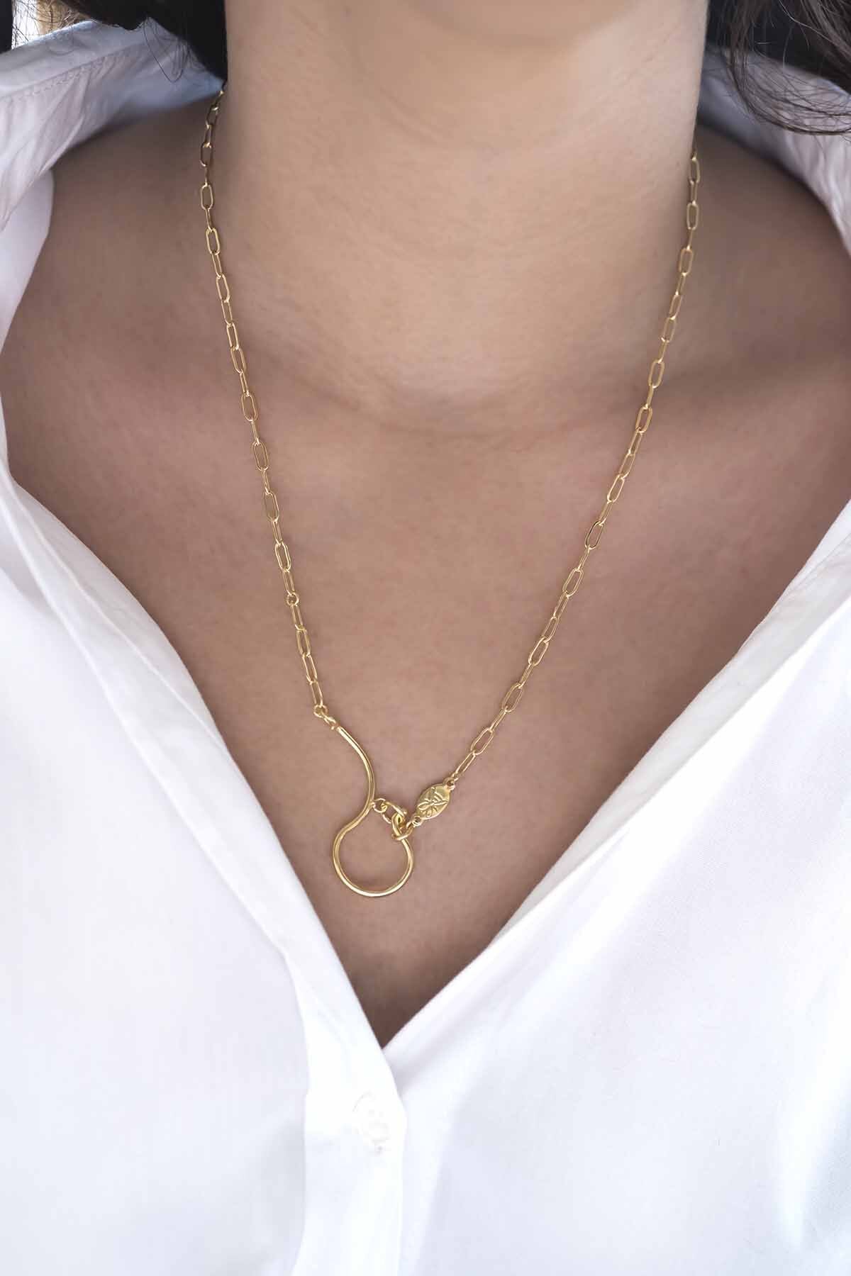 SIGN - Ovale Link  - Zincir Charm Kolyesi