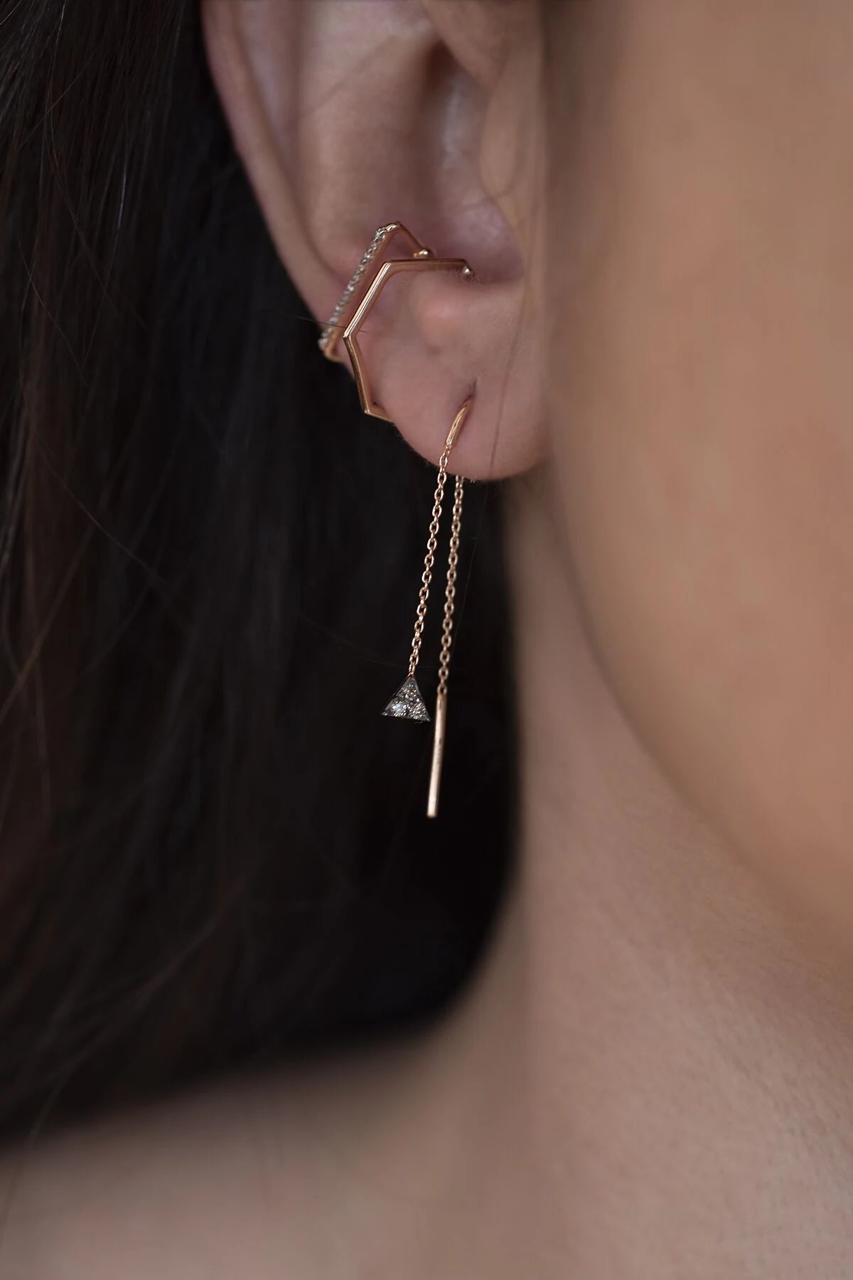 SUNCATCHER - 14K Zincir Küpe